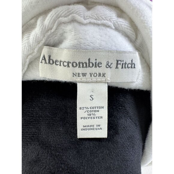 Abercrombie & Fitch White Short Sleeve Hoodie S Cotton/Polyester Blend - Picture 4 of 4